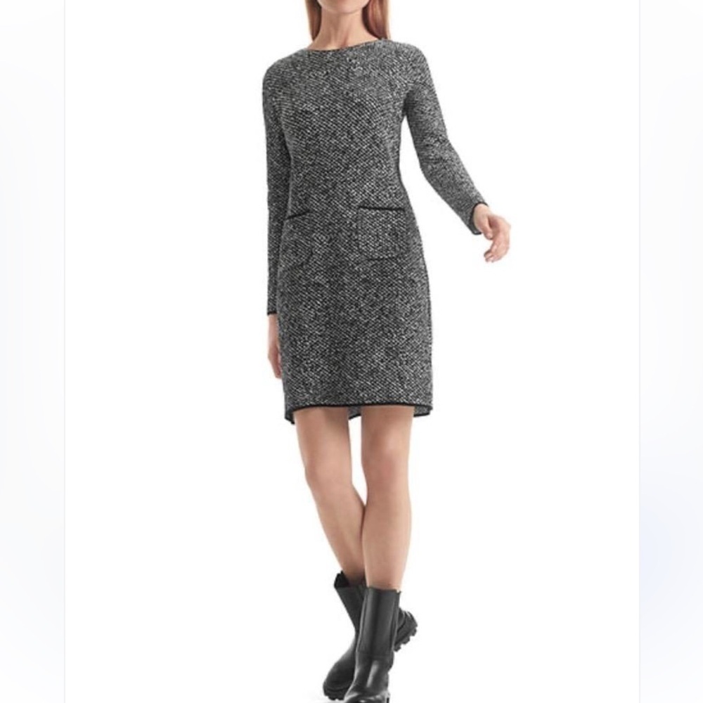 Marccain Black and White Long Sleeve Dress